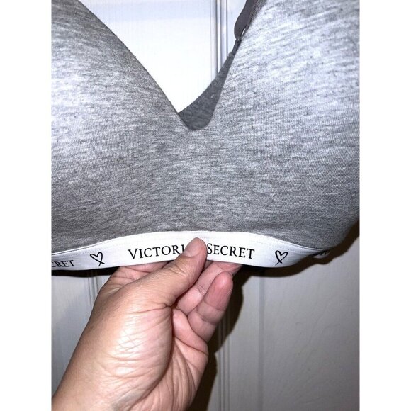 VICTORIAS'S SECRET Heather Gray T-Shirt Lightly Lined Wireless Bra Sz 32DDD - Picture 3 of 10